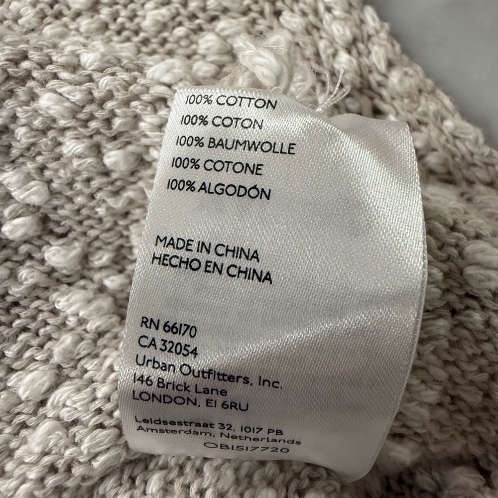 Pilcro Anthropologie Deep V Textured Sweater Vest | L | Cream Cotton - Picture 9 of 9